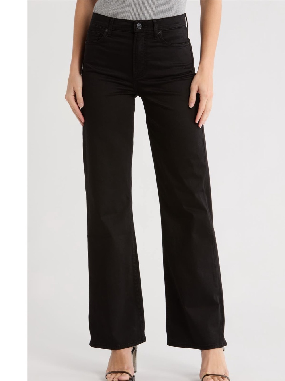 NWT 7 For All Mankind Alexa Straight Leg Jeans in Sateen Black